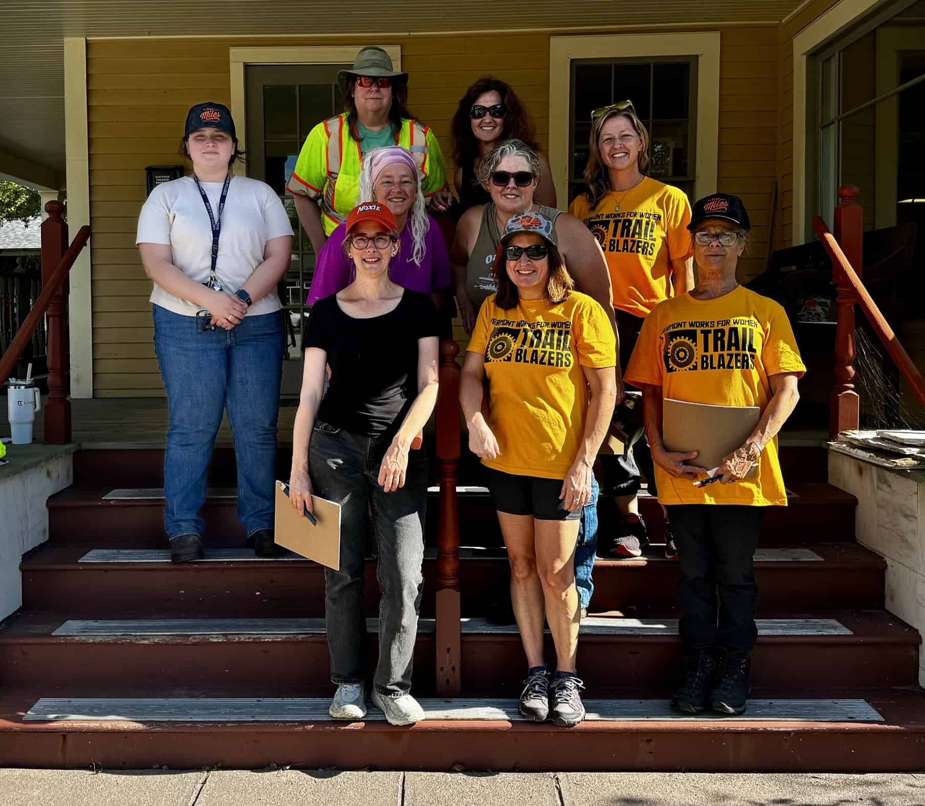 Participants of Vermont Works for Women Trailblazers group photo while touring rk MILES' Manchester location.